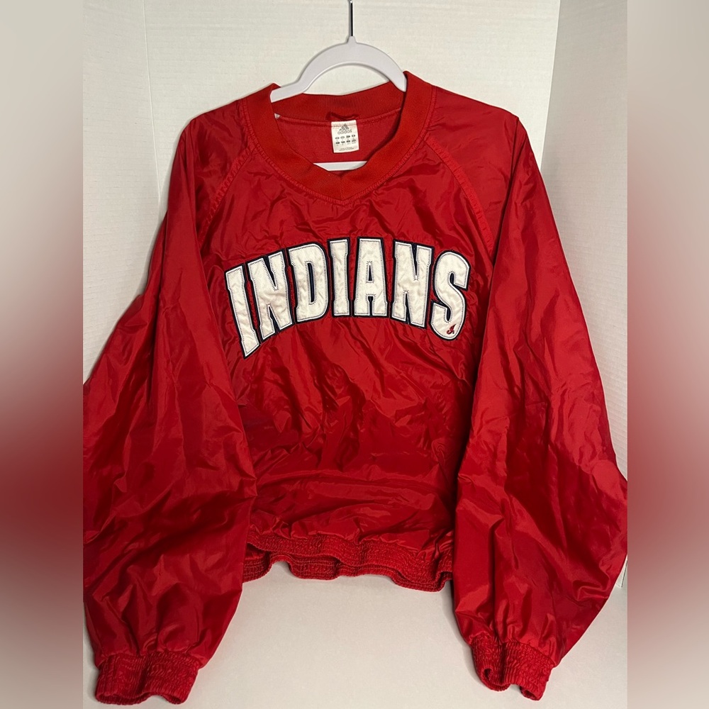 Vintage Genuine Merch Mens Cleveland Indians Pullover Windbreaker Jacket Red XL